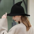 thumbnail image 4 of SAWOBUUN Cotton Yarn Witch Hat for Kids & Adults Soft Knitted Pointed Wizard Hat Foldable Halloween Accessory, 4 of 7