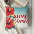 thumbnail image 3 of Hello Summer Pillow Covers Colorful Floral Outdoor Decor Pillowcases Cotton Linen Throw Pillow Case with Welcome Quote Cushion Cover, 3 of 5