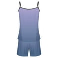 thumbnail image 4 of HVOBTTY Women's Camisole and Shorts Pajama Sets, Pajama Sets for Women, Women's Casual Comfortable Gradient Print Camisole Sleeveless Top and Shorts Two Piece Pajama Sets Blue, L, 4 of 4