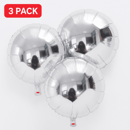 Silver Round Foil Balloons 3 Pack Party Decor Balloons