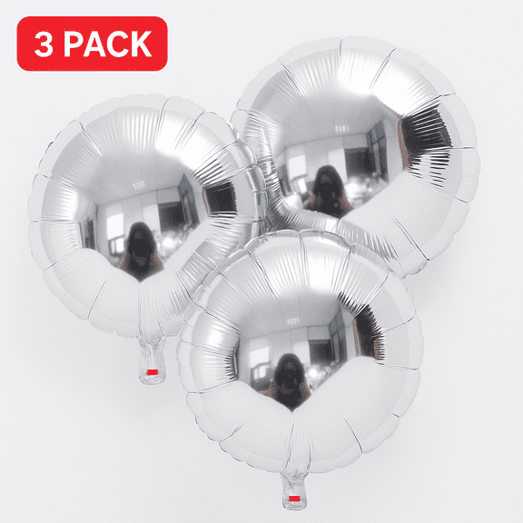 Silver Round Foil Balloons 3 Pack Party Decor Balloons