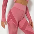 thumbnail image 5 of VSSSJ Womens Striped Color Block Yoga Pants Casual Slim High Waisted Buttery Soft Tights Running Workout Gym Tummy Control Stretchy Quick Dry Leggings Pink S, 5 of 5