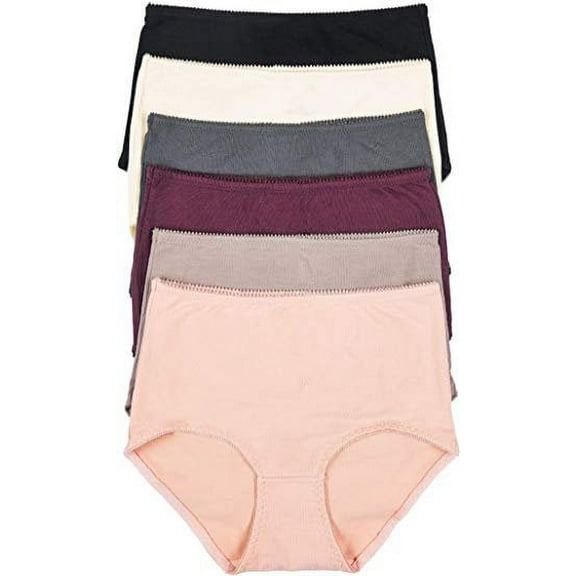 ToBeInStyle Women's 6 Pack High Waisted Control Briefs - Simple Basic - Small