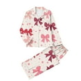 thumbnail image 4 of Gytharion Pajama Sets for Women Cute Bow Print Sleepwear Sets 2 Piece Loungewear Outfits Long Sleeve Button Down Lapel Top and Elastic Waist Pants Soft Comfy Pj Sets with Pockets, 4 of 5