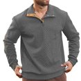 thumbnail image 4 of Blekii Men's Jacquard Knit Sweatshirt, Button Detail Stand Collar Pullover, Textured Pattern Long Sleeve Top, Smart Casual Layer for Spring/Fall, Lightweight And Breathable, Stylish, 4 of 5
