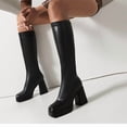 thumbnail image 5 of The Chunky heel Boot: Women's Knee-High Platform Boot with a Square Toe & Easy wear, 5 of 7