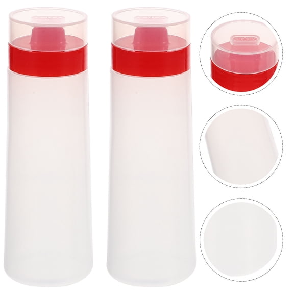 UPOUART 2-Pack Red Plastic Squeeze Bottles for Salad Dressing, Condiments, and Sauces with Tight Sealing Caps