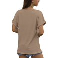 thumbnail image 6 of Inverlee Waffle T Shirts Women Crewneck Dressy Casual Short Sleeve Tops Boho Solid Color Shirts Comfy Elegant Tunic Blouse Tee, 6 of 8