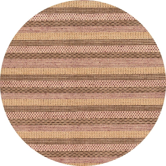 Ahgly Company Indoor Round Abstract Chestnut Red Oriental Area Rugs, 7' Round