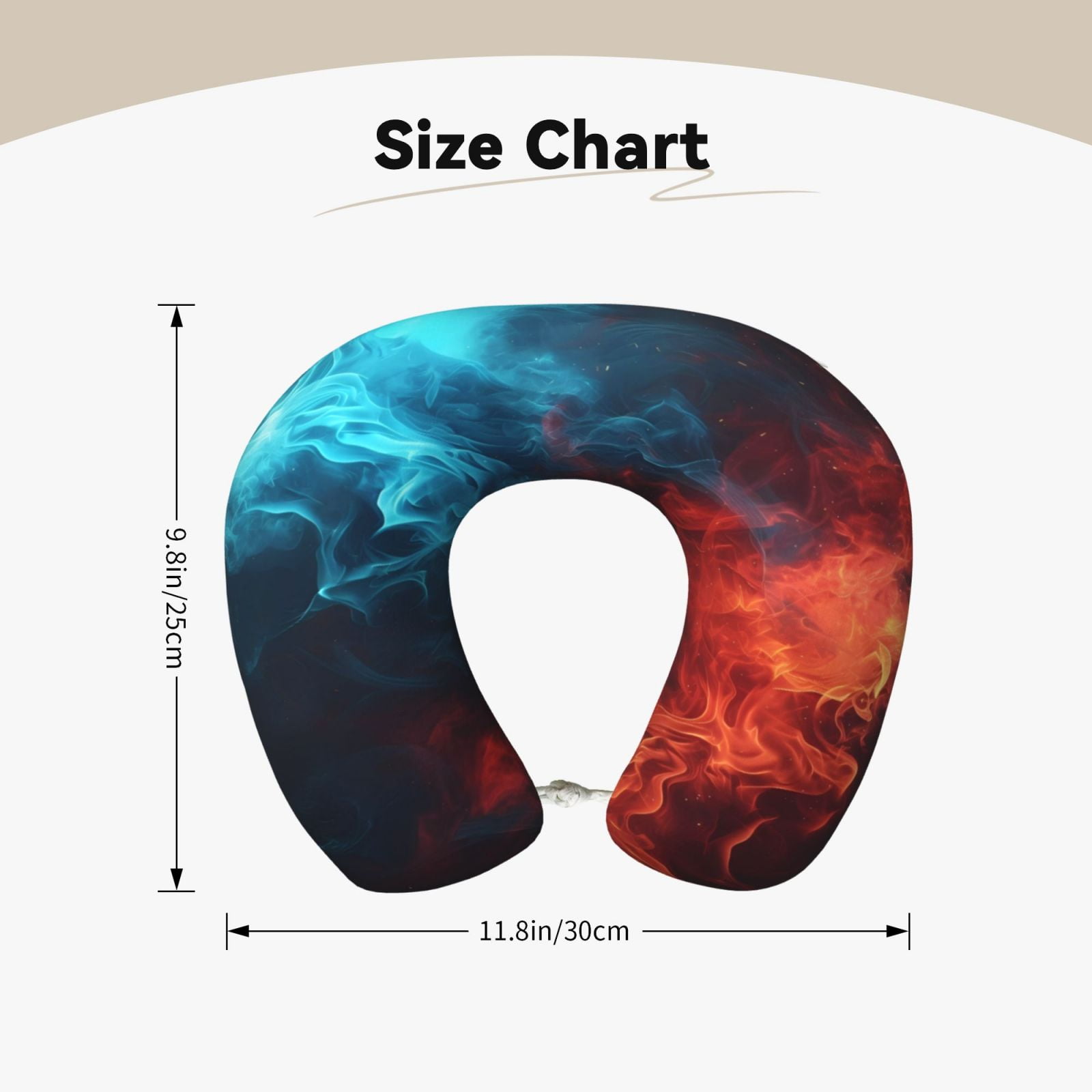 Xecao Red And Blue Fire Print Memory Foam Cervical Neck Pillow Versatile U-Shaped Pillows for Home,Office,Camping,Travelling,Soft Washable Cover