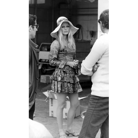 Brigitte Bardot wearing a straw hat Photo Print - Walmart.com