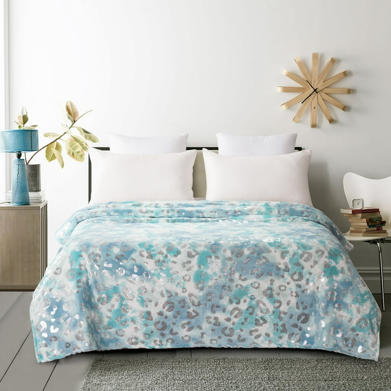 Your Zone Silver Foil Cheetah Velvet Plush Blanket 72 x 90 Walmart