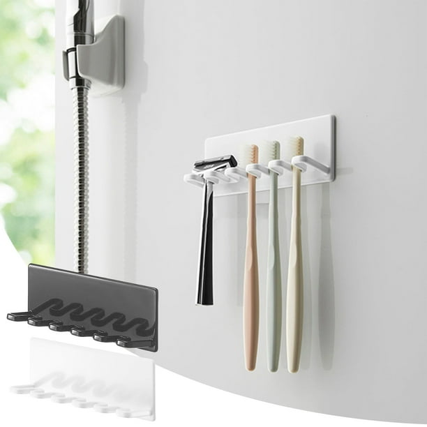 Soporte de Cepillo de Dientes Metálico Montado en Pared Sin Taladro | Gancho para Baño Sin Clavos | Metal Resistente a la Oxidación | Organizador de Fácil Instalación | Ahorro de Espacio para