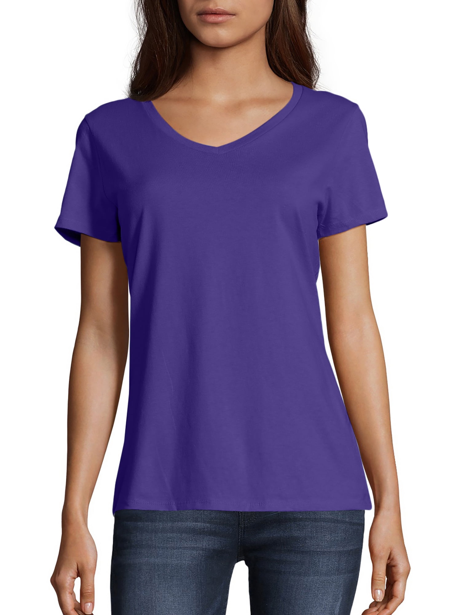 light purple v neck t shirt women's