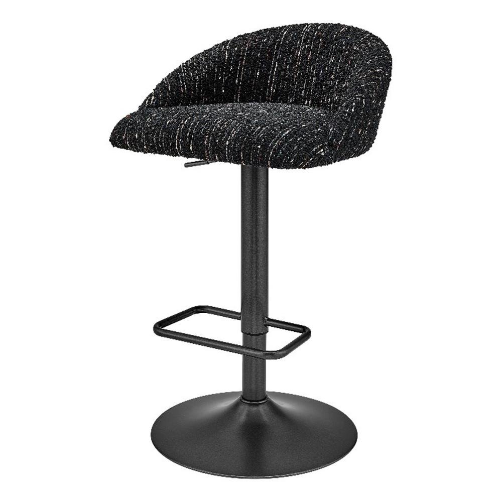 NPD Furniture Jorrell Fabric Gaslift Swivel Bar Stool in Black (Set of 2)