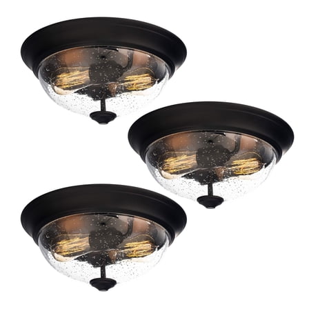 Prominence Home 3 Pack 13” Flush Mount Indoor Glass Ceiling Light Madalyn 51381-31, Bronze