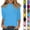 03# Cyan, variant on Womens Casual 3/4 Sleeve Round Neck Shirt – Loose Fit Tunic Blouse Summer Tee, Light Purple 3XL
