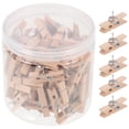 thumbnail image 3 of 1 Jar Creative Push Pin Clips Wooden Push Pin Clips for Cork Boards Picture Clamps, 3 of 9