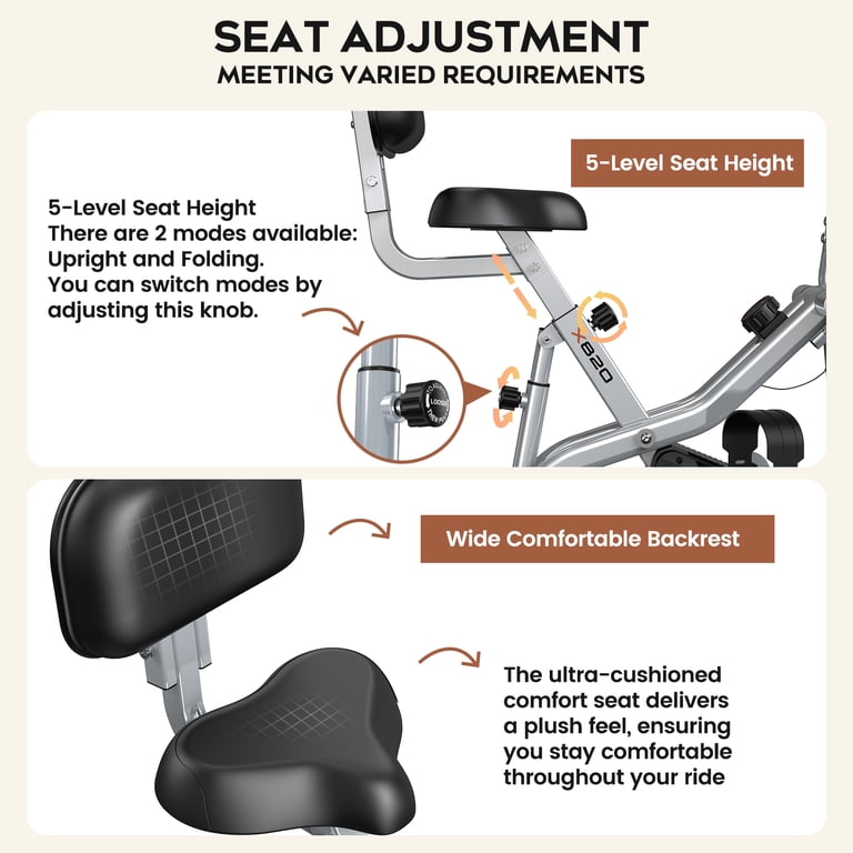 Pooboo Magnetic Exercise Bike with Arm Exerciser, Foldable photo 6