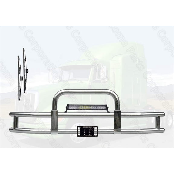 Kozak Peterbilt 386, Automotive Brush & Grille Guard with Frontal Semi Ter Guard, Deer Grill Guard, Moose Led Barruck