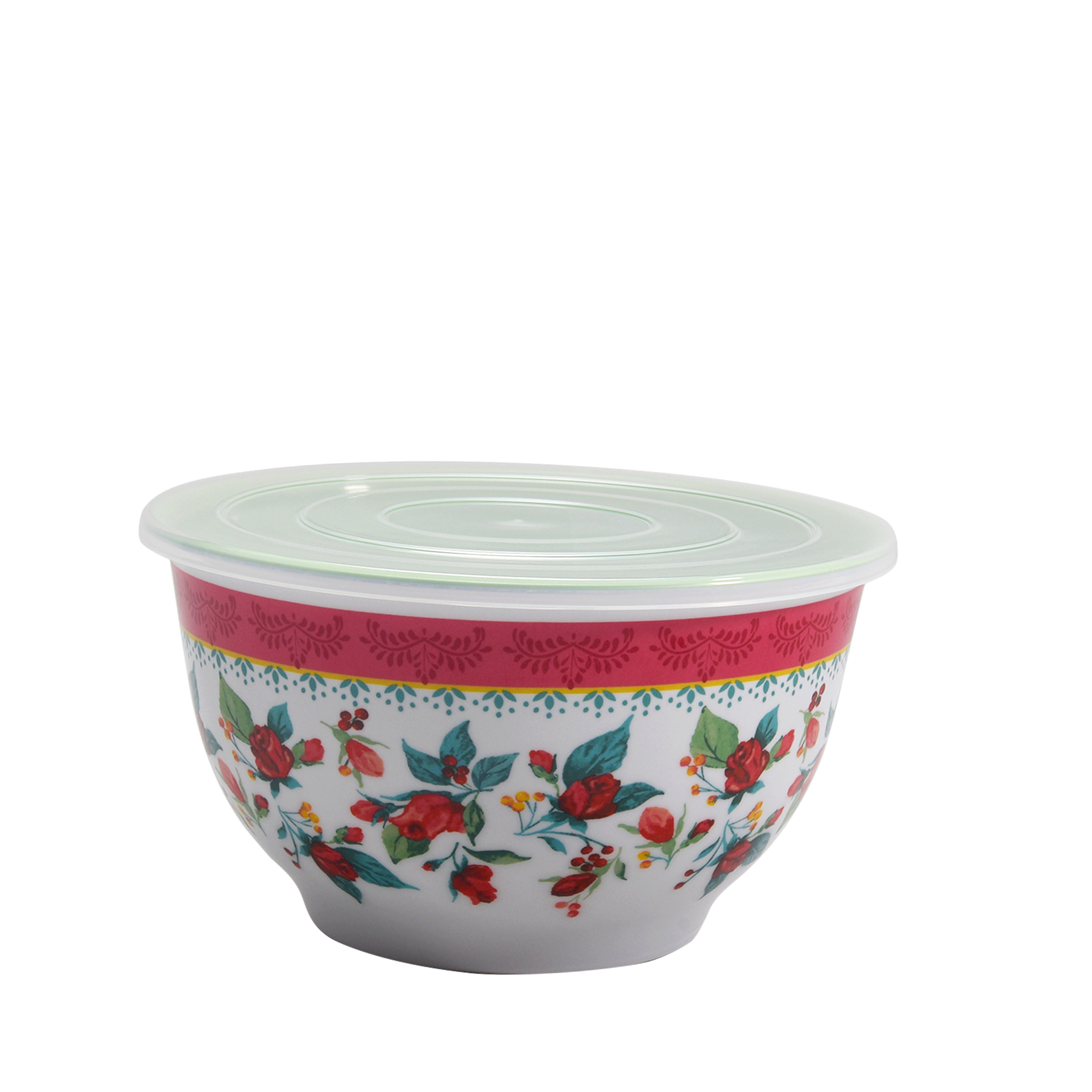 The Pioneer Woman, Kitchen, The Pioneer Woman Cheerful Rose Melamine  Serving 3 Bowls Set Lids Valentines Day