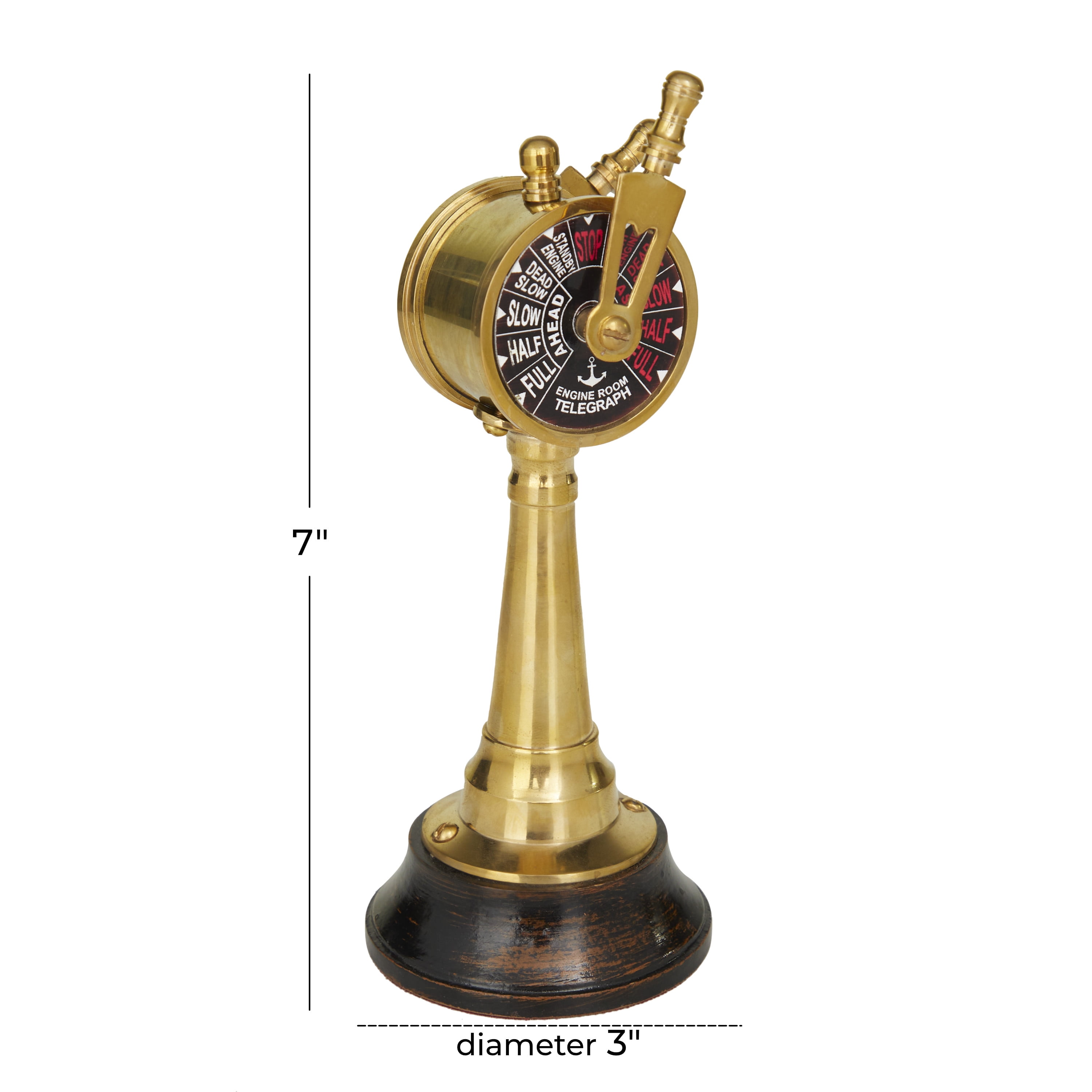 DecMode 3" x 7" Gold Metal Ship Telegraph, 1-Piece