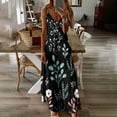 thumbnail image 2 of USSUMA Womens Dresses Vacation, Women's V-Neck Spaghetti Strap Boho Long Maxi Dresses Sleeveless Sunflower/Leopard Print Summer Dresses Beach Party Sundress, 2 of 5