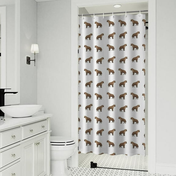 White Hyena Pattern Shower Curtain 36"x72" ,Bathroom Decorative Shower Curtains Set with 12 Hooks,Modern Waterproof Washable Shower Curtain