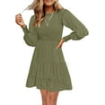 thumbnail image 1 of Femmes 2023 Décontracté Manches Longues Col Rond Élastique Taille Fluide Étagé Mini-Robe, 1 of 6