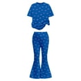 thumbnail image 5 of 2 Piece Outfits Sets Girls Short Sleeve Bow T-Shirt Top and Flared Pants Set Summer Outfits Preppy Clothes for Girls 8-9 Years, 5 of 5