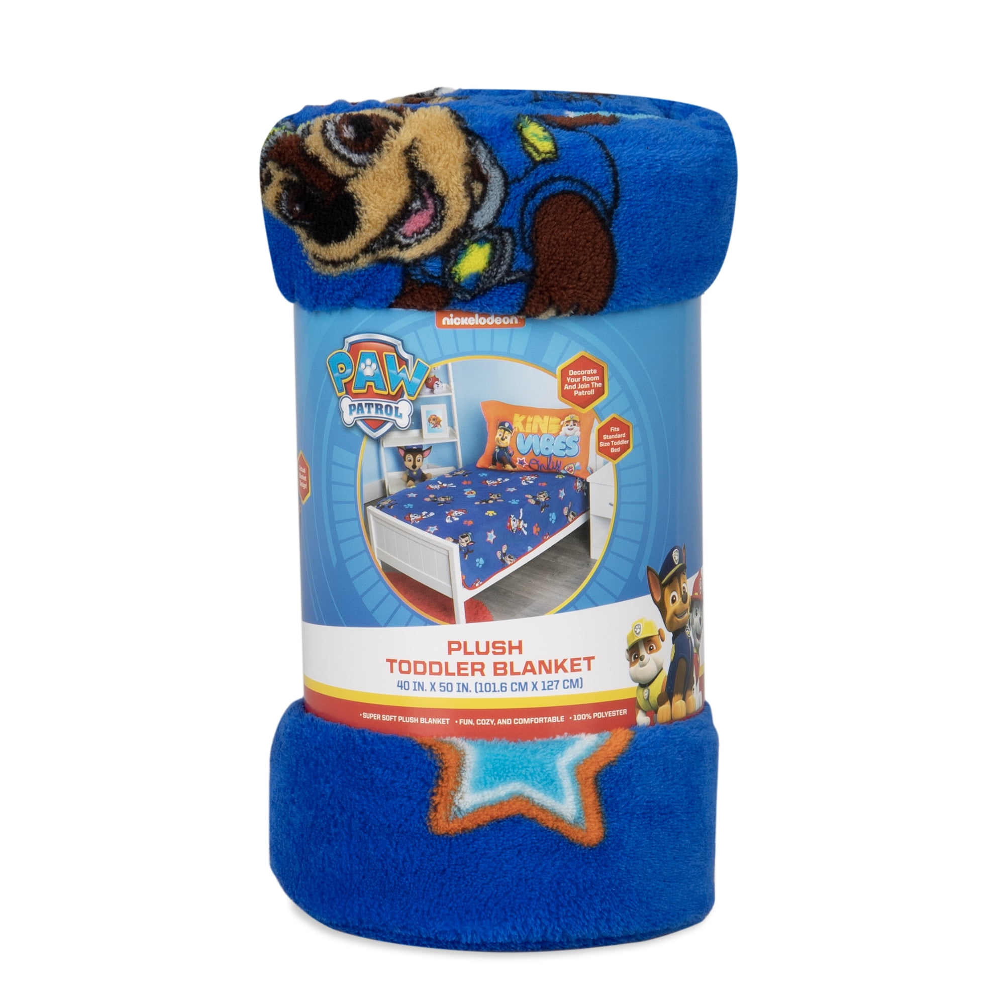 Paw Patrol Plush Toddler Blanket, Blue, 40"x50", Boy or Girl