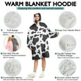 thumbnail image 5 of Cow Print Wearable Blanket Hoodie, Oversized Sherpa Hooded Blanket Sweatshirt, Super Warm and Cozy Hoodie Blanket for Women Men Adults, 5 of 7