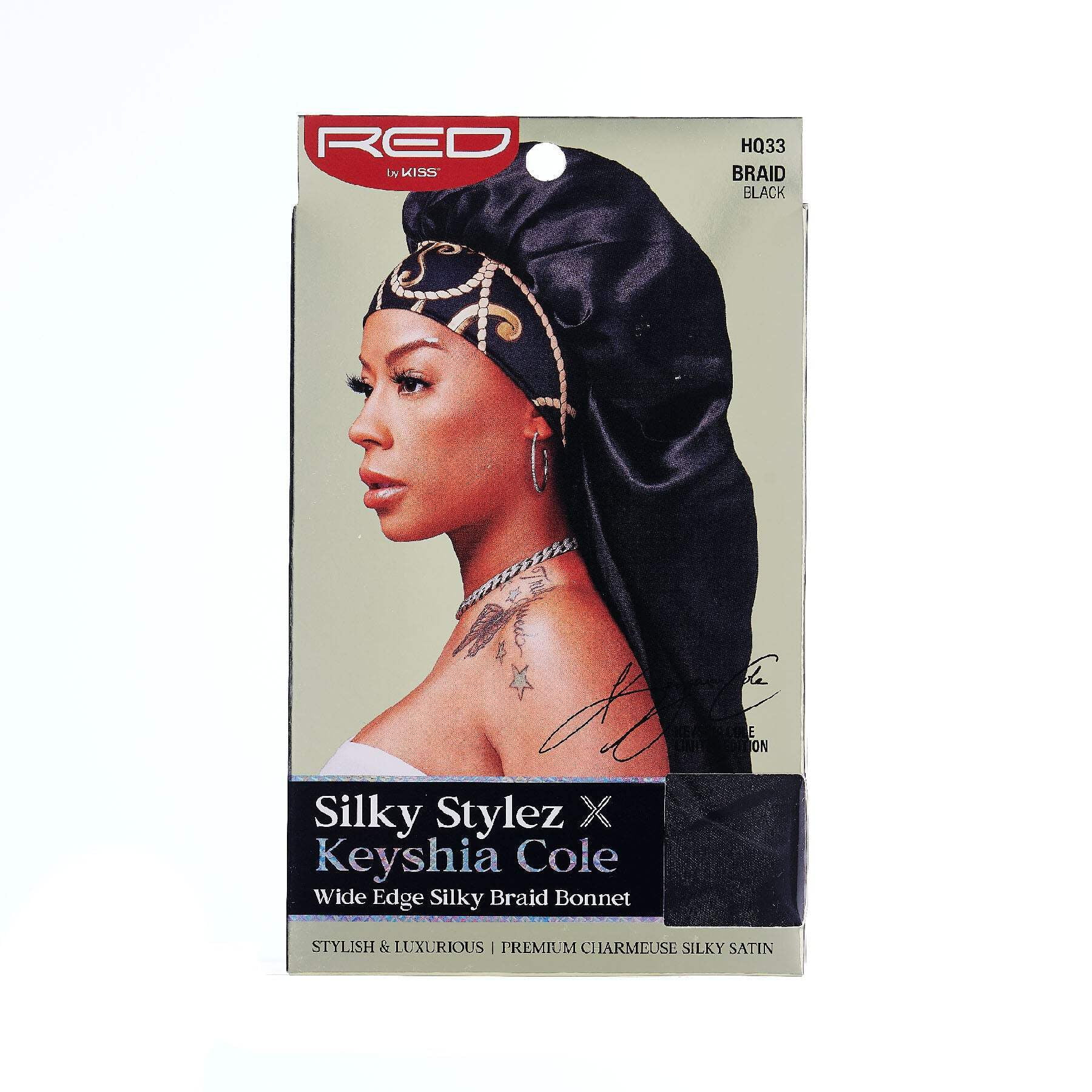 RED BY KISS Silky Stylez - Wide Edge Silky Bonnet - BRAID BLACK #HQ33