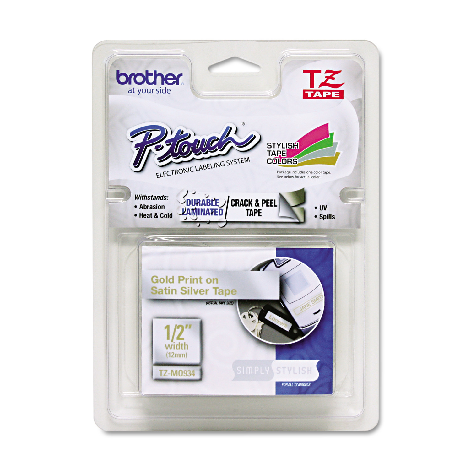 Brother PTouch TZ Standard Adhesive Laminated Labeling Tape, 1/2" x 16