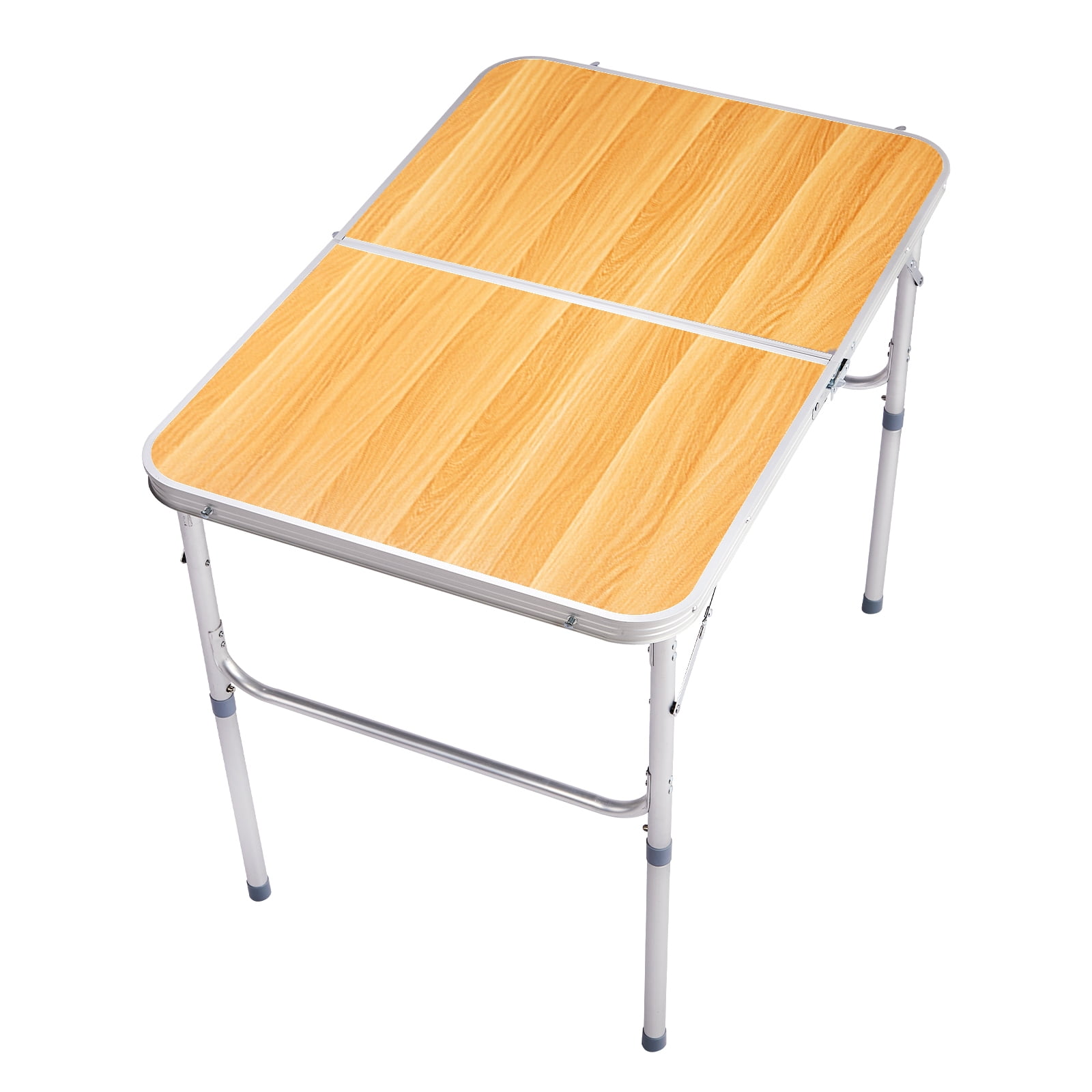 3ft Aluminum Alloy Folding Table, Lockable Legs, Portable & Space-Saving for Parties, Camping & More​, Wood Grain