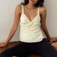 thumbnail image 2 of Gupgi Women Sweet Cami Tops Frill Spaghetti Strap Vest Bow Front Ruffled Cropped Camisole, 2 of 6