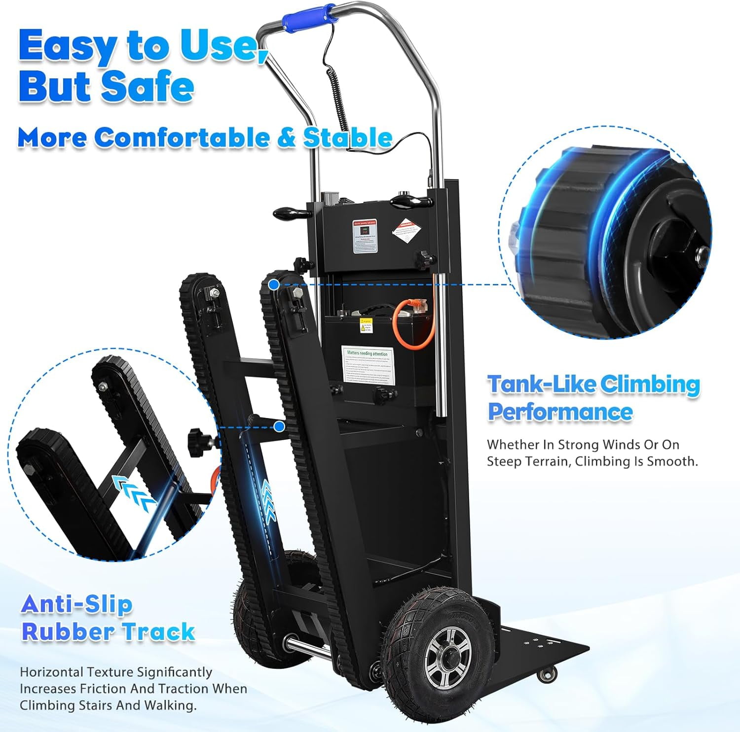 Esheno Electric Stair Climbing Hand Truck 900 lb Capacity 1250W Motor Heavy Duty Stair Climber for Furniture Logistics black