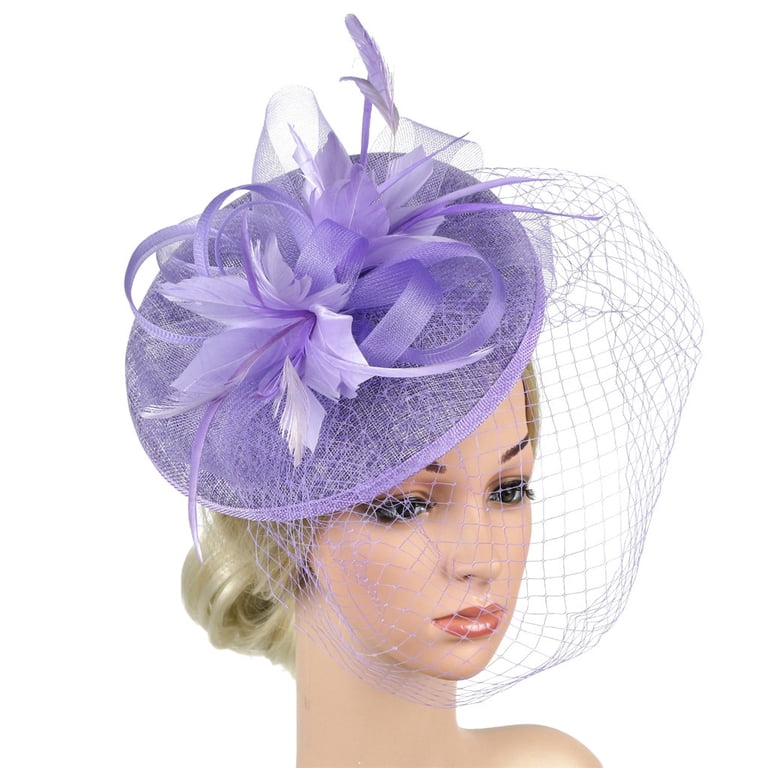 Beautiful Lace Feathered Flower Headband and Hair Clip Fascinator Church… Lace Fascinator Headband Women Vintage Church Hat Wedding  main image 3