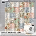 thumbnail image 6 of Dznils Floral Shower Curtain with Hooks, Farmhouse Patchwork Fabric Bathroom Curtain, Pink, 72" x 72", 6 of 9