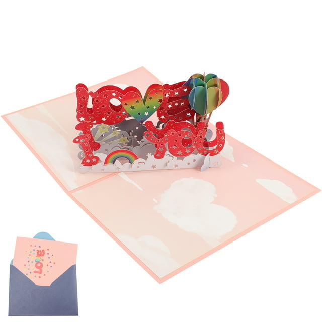 1 Set Greeting Cards Blessing Card 3D Anniversary Cards Valentine's Day Cards
