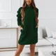 thumbnail image 4 of Vestido corto con capucha para mujer, minivestido grueso y cálido con doble bolsillo, cintura holgada, ropa de calle informal de tendencia, otoño e invierno, 2023, 4 of 4