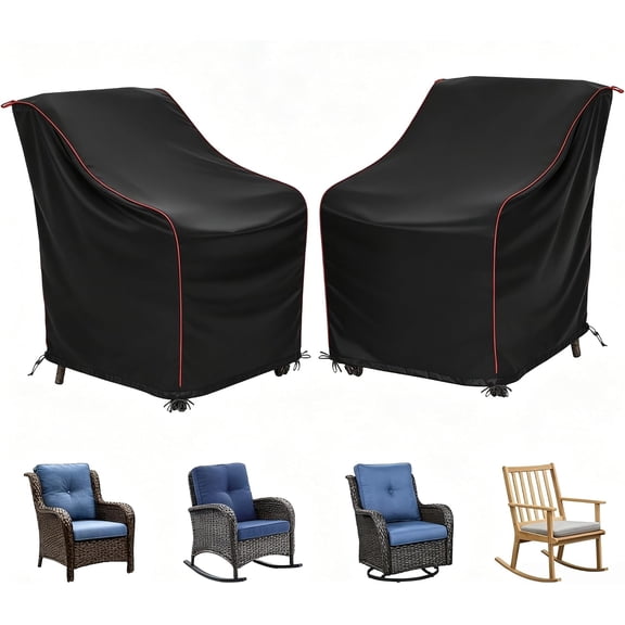 Outdoor Chair Cover (34" L X 29w X 35" H)，Patio Chair Covers All Weather Protection,Suitable for Most Outdoor Furniture, Lawn Chairs, Swivel Rocking Chairs, Etc(Black-2 PCS)