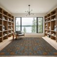 thumbnail image 2 of ODIKA 9'x12' Washable Area Rug Mosaic Interlocking Motif Brushstroke Block Abstract Distressed Refined for Great Room, Indoor Concept, Large Living Low Pile, Flatwoven, 2 of 7