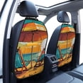 thumbnail image 3 of Naloa Vintage Beach Sunset 2Pcs Anti-Kick Back Seat Cover Kick Mat, Car Seat Protector with 3 Storage Pockets, 3 of 8