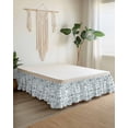 thumbnail image 2 of Boho Teal Green Floral Wrap Around Bed Skirts for King Bed 18" Drop,Bed Skirt with Adjustable Elastic Belt Dust Ruffle Bed Valance for Bedroom Hotel Vintage Farmhouse Paisley Leaf Bed Frame Cover, 2 of 7