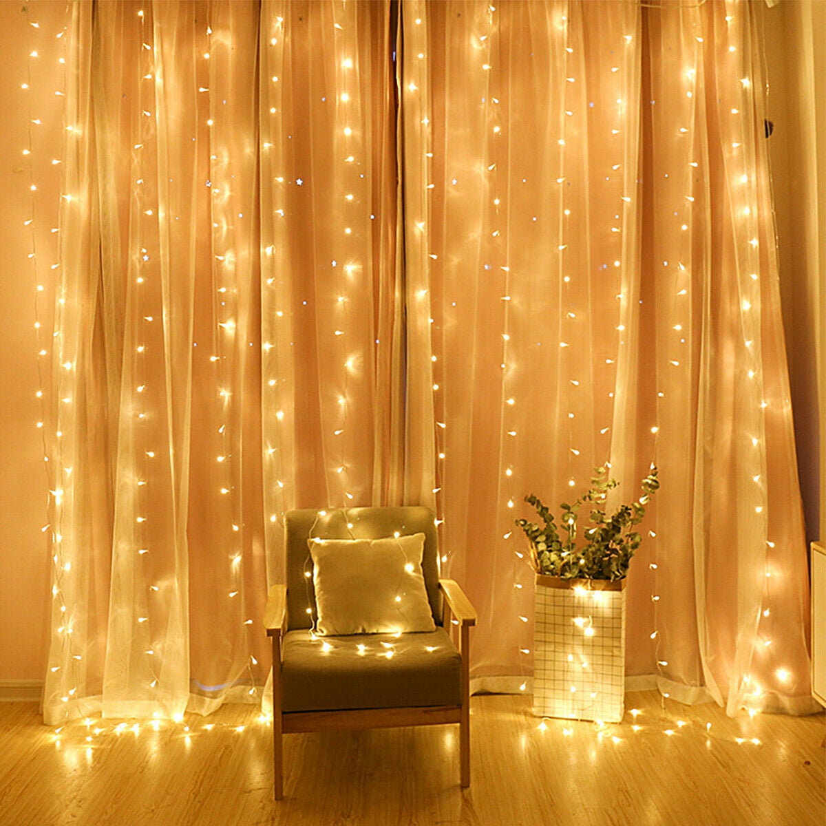 LED Curtain Lights Multi-Function Glow 6 Feet White 200 LED 