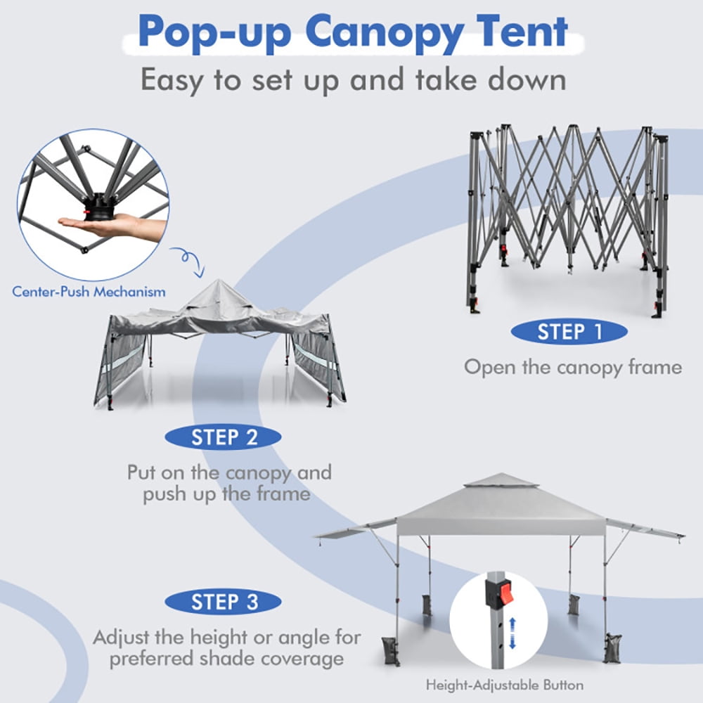 Aimee Lii 10 x 17.6 Feet Outdoor Instant Pop-up Canopy Tent with Dual Half Awnings, Backyard Canopy Gazebo for Party Camping BBQ Events, White