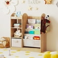 thumbnail image 2 of Gymax Kids Bookshelf w/ Full-Length Mirror 4-Tier Sling Shelves & Fabric Drawer Natural, 2 of 10