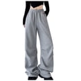 thumbnail image 2 of AherBiu Oversized Womens Sweatpants High Waisted Wide Leg Drawstring Loose Casual Trousers with Pockets, 2 of 4