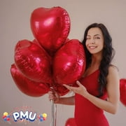 PMU Valentines Day Red Heart Shaped 18 Inches Mylar - Foil Balloons Pkg/50